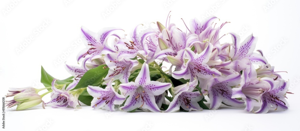Poster a charming bouquet of small tricyrtis toad lilies beautifully displayed against a white background i