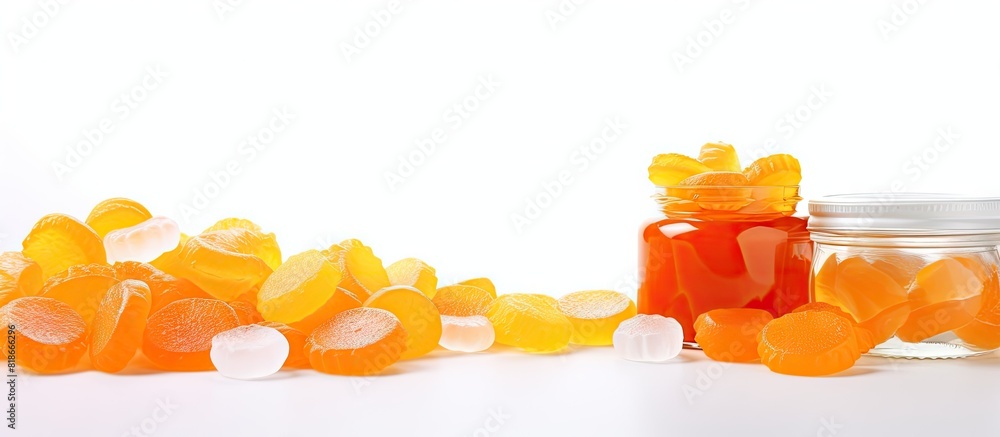 Aufkleber a mouthwatering assortment of orange jelly candies set on a pristine white table with ample space av