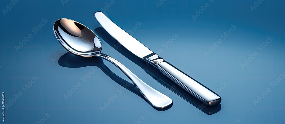 Aufkleber Cutlery with a fork and spoon. with copy space image. Place for adding text or design
