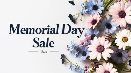 Clean and minimalistic, a white banner featuring the words "Memorial Day Sale" in standard font.