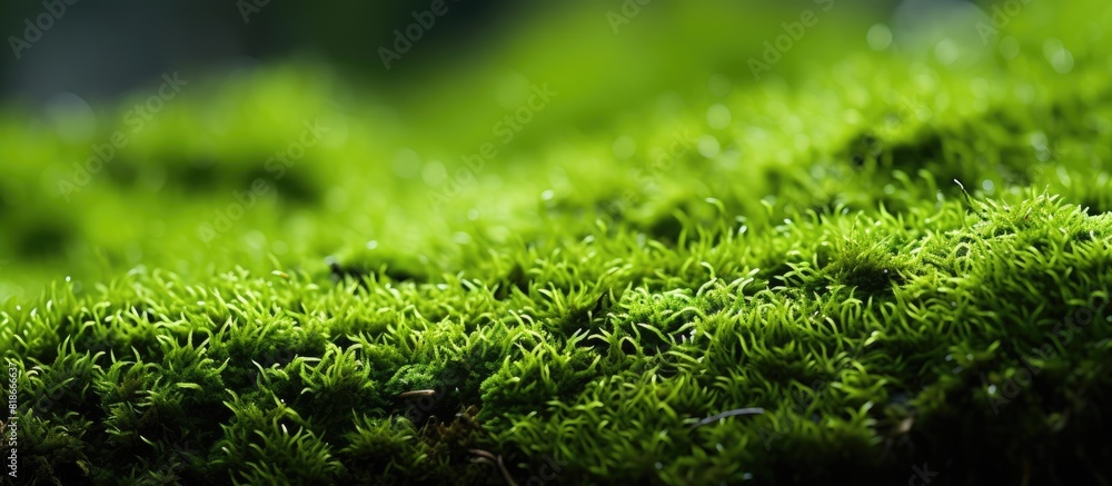 Aufkleber A close up image showing a vibrant green moss. with copy space image. Place for adding text or design