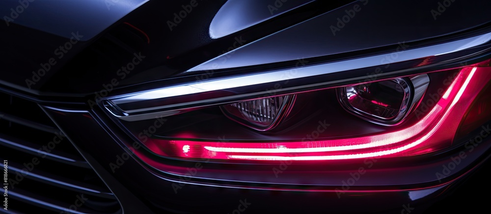 Aufkleber A close up view of a modern car s LED headlight with ample empty space for additional content