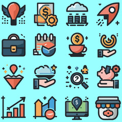 Minimalist vector icon set about marketing