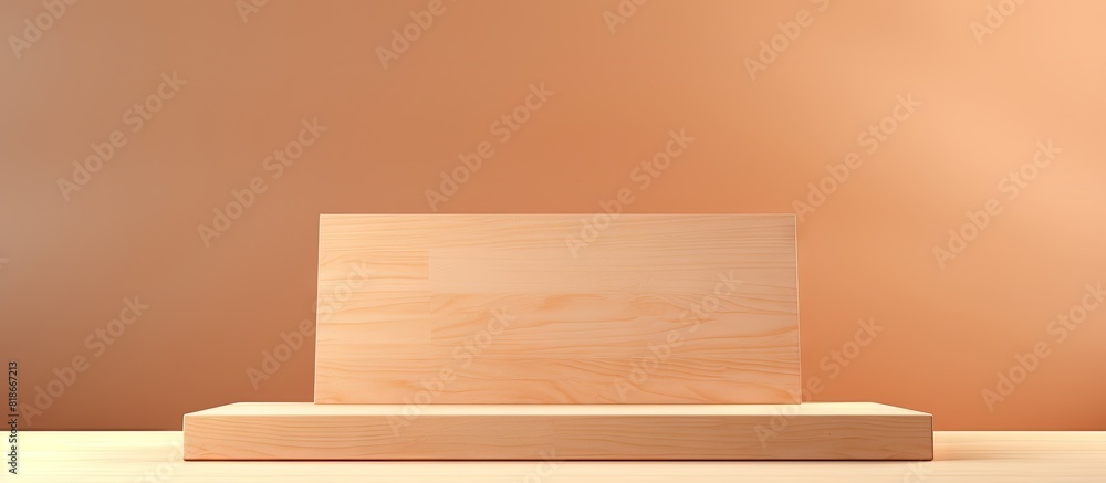 Aufkleber a front view of a wooden podium on a beige background creates a copy space image for showcasing prod