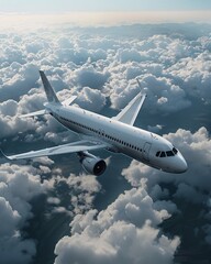 Passenger plane in the cloudy sky