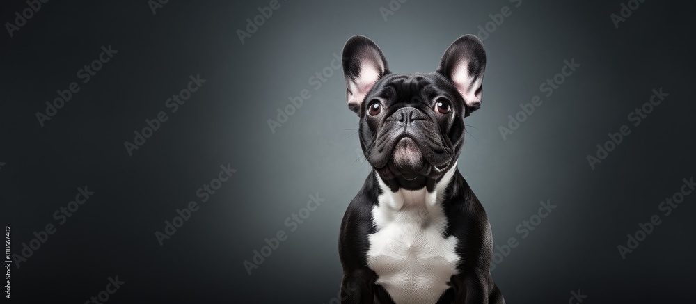 Poster a french bulldog with a black and white coat on a background with copy space image