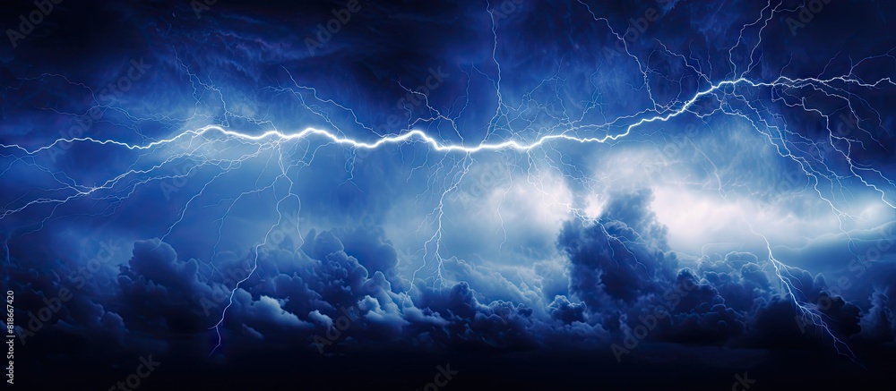 Poster The lightning bolt illuminated the dark sky above. with copy space image. Place for adding text or design