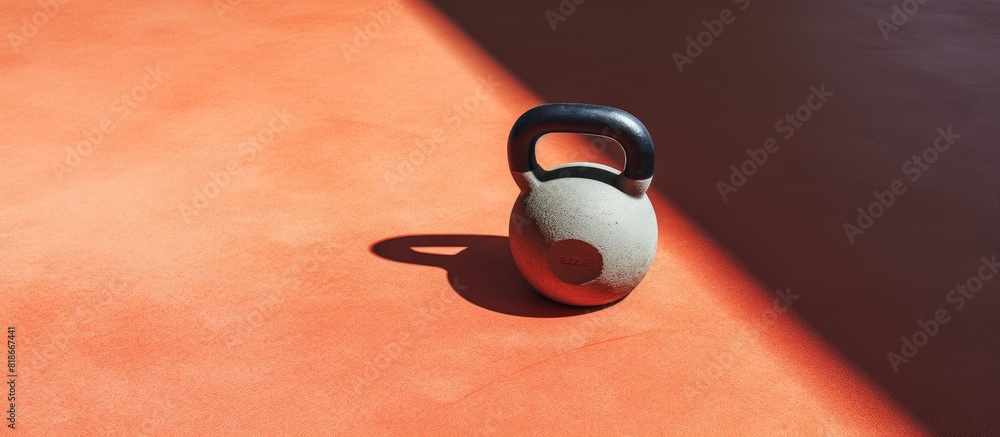Fototapete Overhead view of a kettlebell with a distinct shadow creating a captivating copy space image