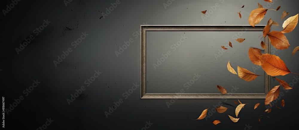 Aufkleber A frame showcasing a falling leaf with ample space for copy in the image