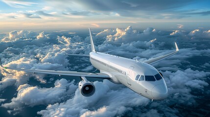 Passenger plane in the cloudy sky