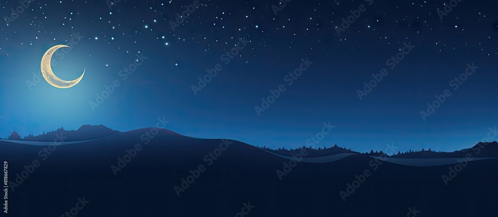 Aufkleber the blue night sky showcases a crescent moon and yellow stars providing a serene backdrop for the ap