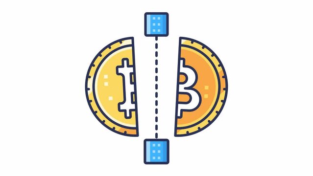 Animated bitcoin halving. Suitable for cryptocurrency concept video, finance blogs, and blockchain technology related.