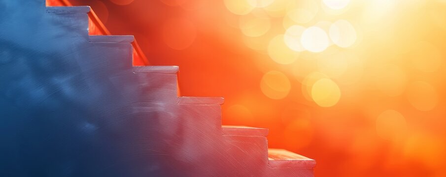 Vibrant and simple image of a ladder with each step representing a different aspect of business growth, detailed and minimalistic with space for text