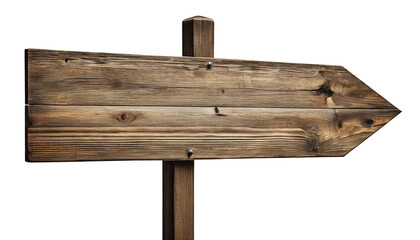 Rustic Wooden Sign on White Background on transparent background PNG file