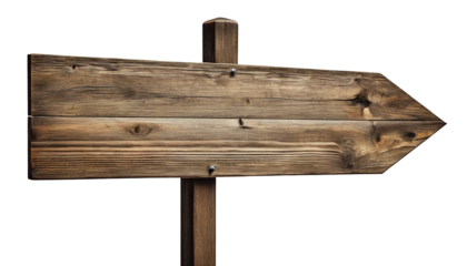 Rustic Wooden Sign on White Background on transparent background PNG file