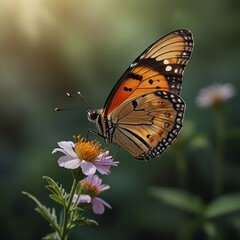 Fototapeta premium Butterfly on flower - Generative AI
