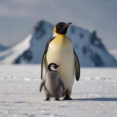 Fototapeta premium Penguin in polar regions - Generative AI