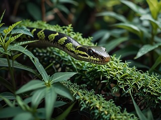 Obraz premium closeup of a snake on grass - Generative AI