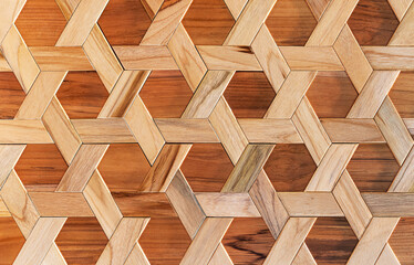 Texture wooden hexagon pattern wall background