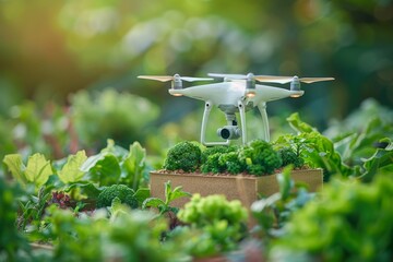 Agricultural precision with modern drone vector crop innovation and agriculture farming drone icon cultivation in sustainable isometric drone efficient farming.