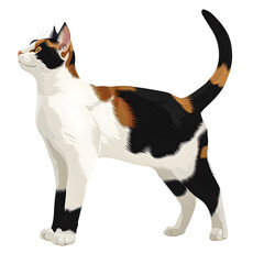 Clipart illustration of japanese bobtail cat breeds on a white background. Suitable for crafting and digital design projects.[A-0001]