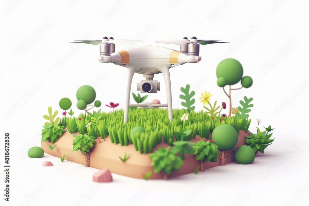 Poster efficient farming technology with modern precision drone technology and drone vector graphics in sma