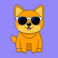             A cute dog wearing sunglasses vector illustration.
