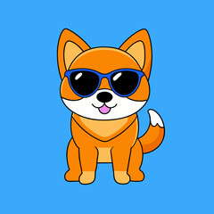             A cute dog wearing sunglasses vector illustration.
