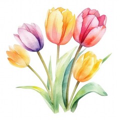 Fototapeta premium Beautiful watercolor Tulip flower
