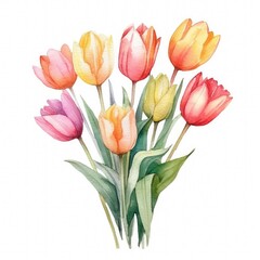 Fototapeta premium Tulips, watercolor painting