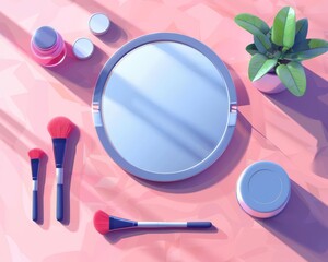 Cosmetic mirror flat design top view beauty salon theme animation Complementary Color Scheme