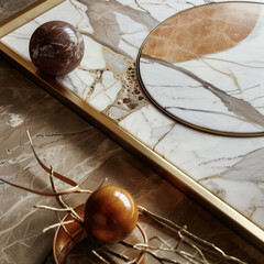Abstract marble art with geometric patterns