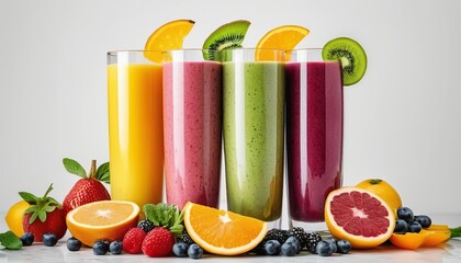 Fototapeta premium Vibrant Fruit and Veggie Smoothie with Fresh Toppings