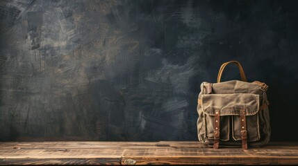 A backpack on a school desk. Isolated background. Back to school concept