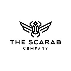 scarab beetle bug line icon logo vector design, modern animal logo pictogram design of ancient mythical animal