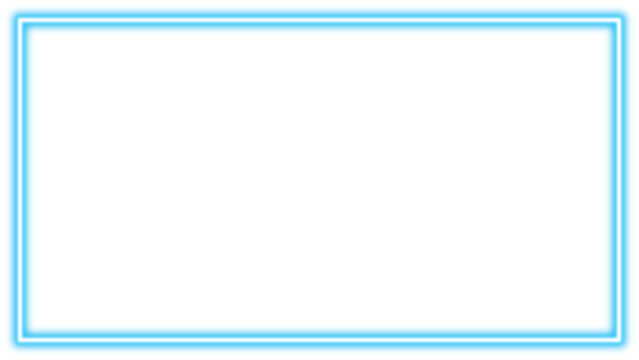 Blue rectangle neon frame, light sign box, outline border with space for text with 15x8scale ratio for web presentation, thumbnail, banner, 16x9 work project, png transparent.