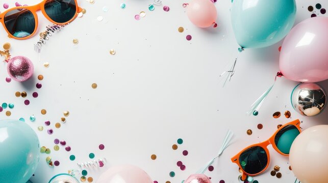 party accessories background. Invitation, birthday, bachelorette party, baby shower events