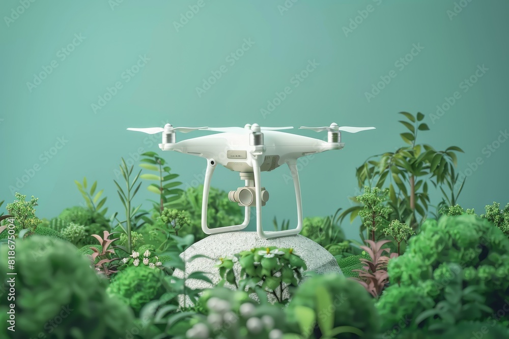 Poster efficient farming technology with modern precision drone technology and drone vector graphics in sma
