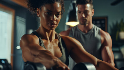 Focused fitness duo powering through a workout demonstrating strength and camaraderie.