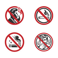 No Tobacco day logo for 31st may, collection of no smoking sign