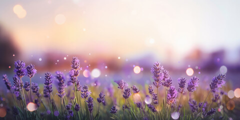 Lavender. Lavender field. Beautiful Floral background for greeting card for Birthday, Wedding, Woman's day, Mother's day