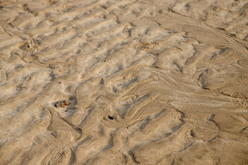 a low tide mark on the sand