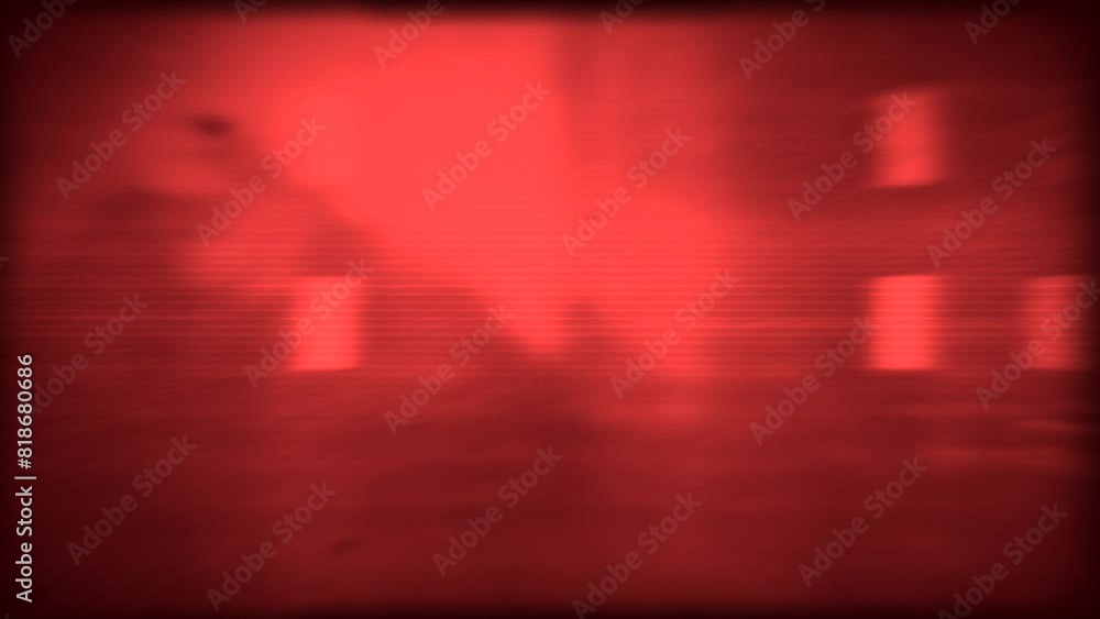 Poster red bright and blurry shapes animation on black background with static and flickering effects
