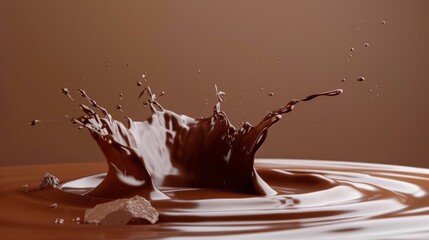 Chocolate podium 3D background product coffee stand display platform liquid milk splash. 3D chocolate wave cocoa podium brown dark melt hot studio smooth bar stage abstract pedestal texture flow food