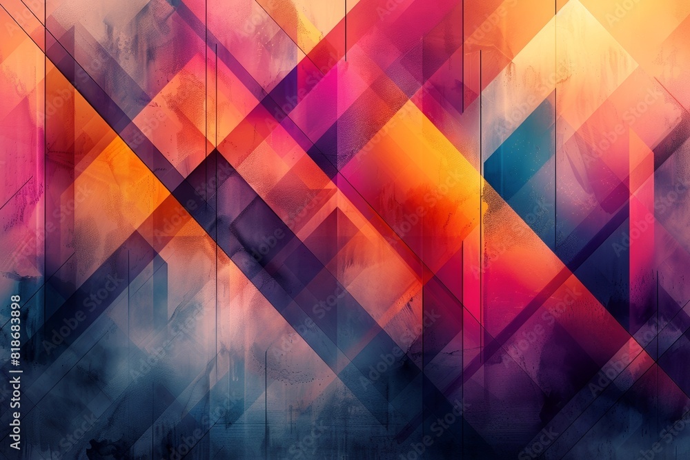 Poster a creative graphic design with vibrant geometric patterns and bright gradient colors.