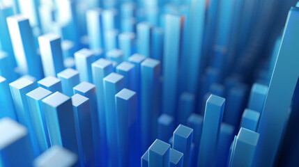 Fototapeta premium Bar chart data analysis concept 3D rendering, economic stock market growth or fall concept illustration