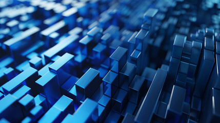 Bar chart data analysis concept 3D rendering, economic stock market growth or fall concept illustration