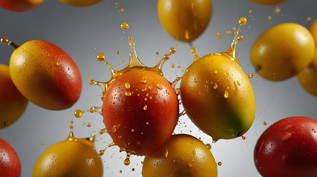 mango with dynamic mango lasse juice splash.generative.ai