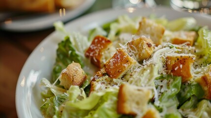 Fresh Caesar Salad for Restaurant Menu Generative AI