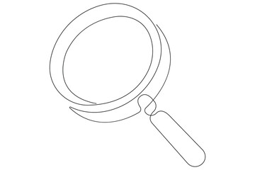 Frying pan continuous one line art drawing of outline vector illustration concept